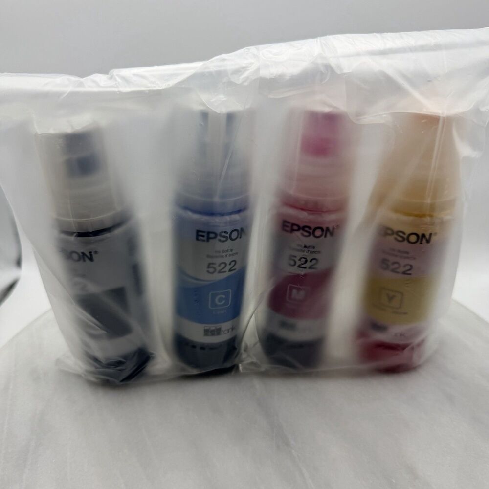 Genuine Epson 522 EcoTank Ink Bottle Set 4 Pack BK C M Y OEM Exp 11/2030